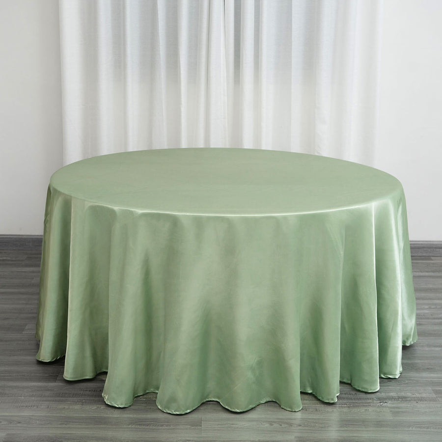 120 inches Sage Green Satin Round Tablecloth