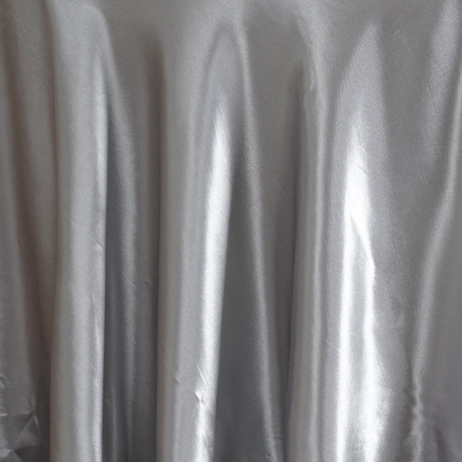 120 inch Silver Satin Round Tablecloth