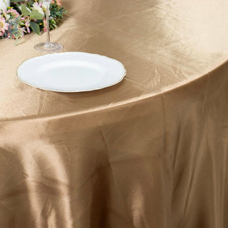 Elevate Your Event with the Taupe Satin Tablecloth