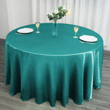 120Inch Teal Satin Round Tablecloth