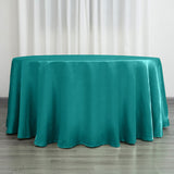 120Inch Teal Satin Round Tablecloth