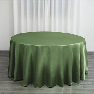 Elevate Your Event Decor with the Olive Green Seamless Satin Round Tablecloth