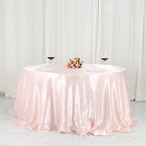 Blush Seamless Satin Round Tablecloth - Add Elegance to Your Events