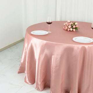Elevate Your Event Decor with the Dusty Rose Satin Round Tablecloth