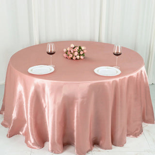 Dusty Rose Satin Round Tablecloth: The Perfect Addition to Your Event Decor