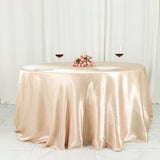 Beige Satin Round Tablecloth for Elegant Event Decor
