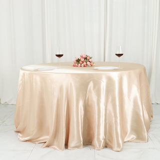 Beige Satin Round Tablecloth for Elegant Event Decor