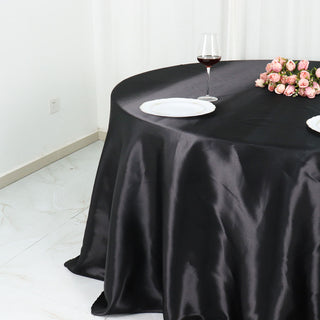 Black Seamless Satin Round Tablecloth