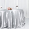 132inch Silver Seamless Satin Round Tablecloth