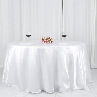 White Seamless Satin Round Tablecloth