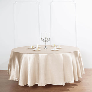 Beige Seamless Satin Round Tablecloth