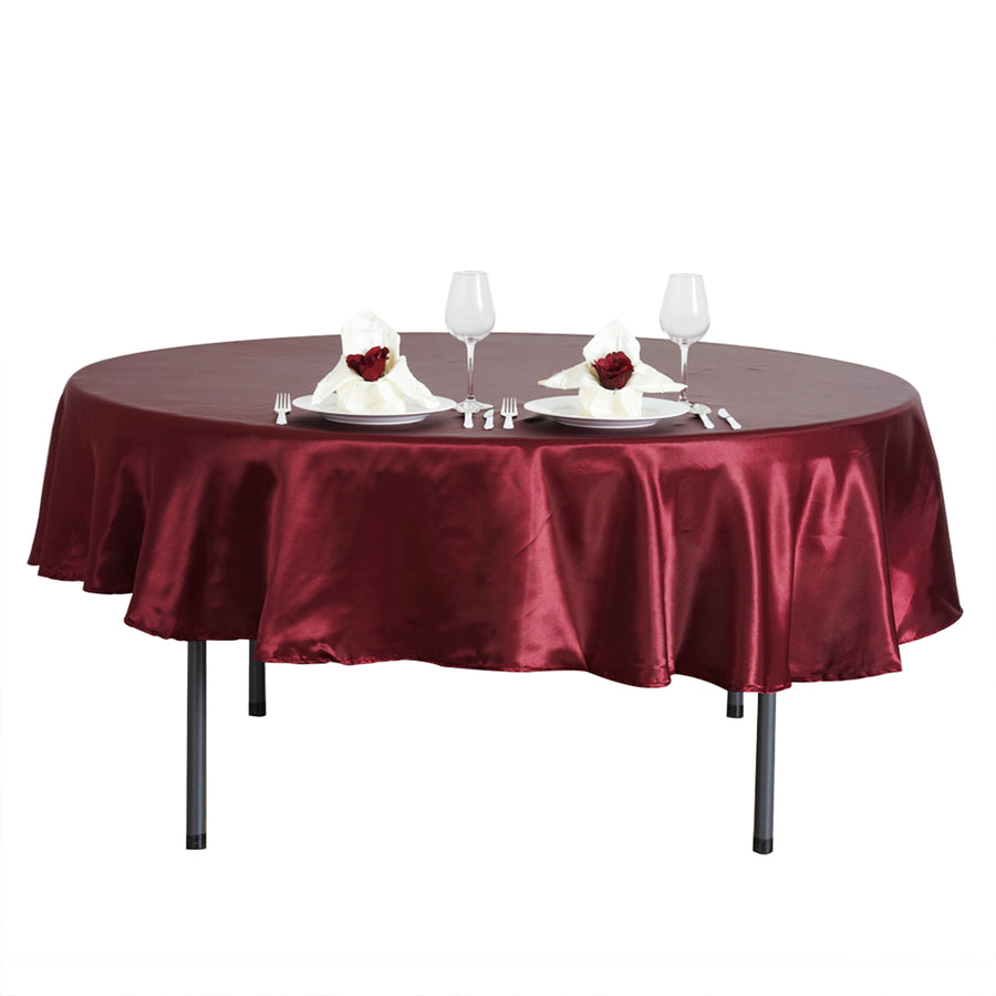 90 inches Burgundy Satin Round Tablecloth