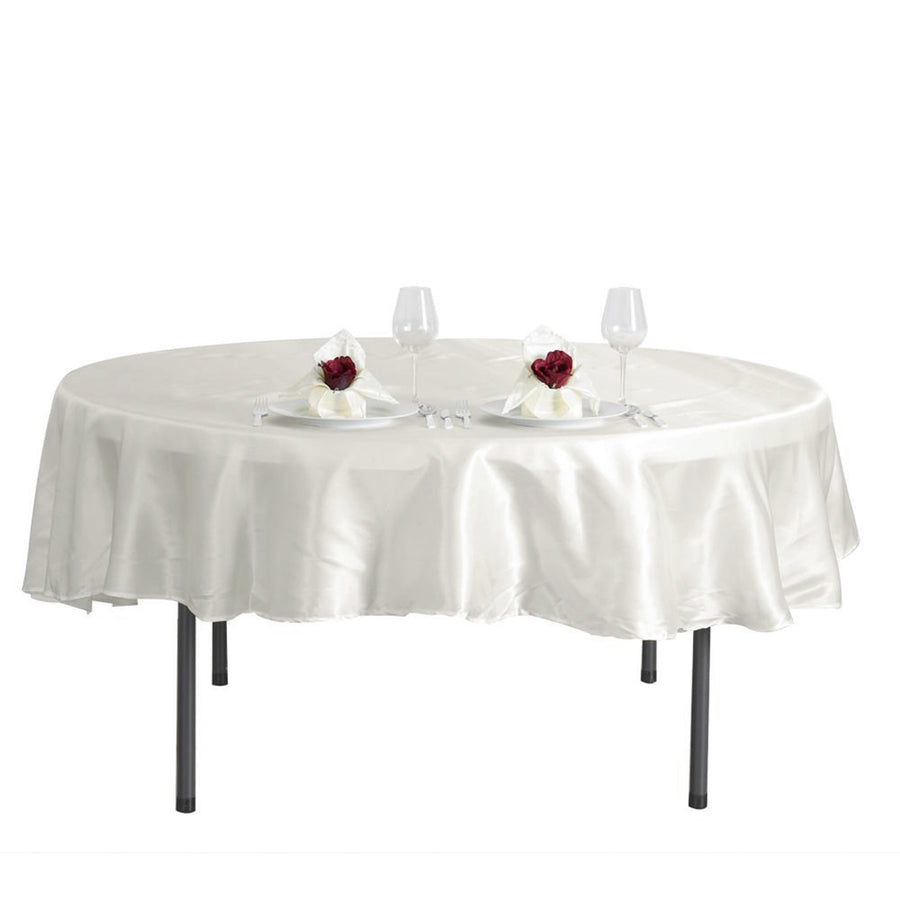 90" Ivory Satin Round Tablecloth