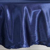 90 inch Navy Blue Satin Round Tablecloth