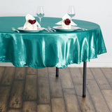90inch Turquoise Satin Round Tablecloth