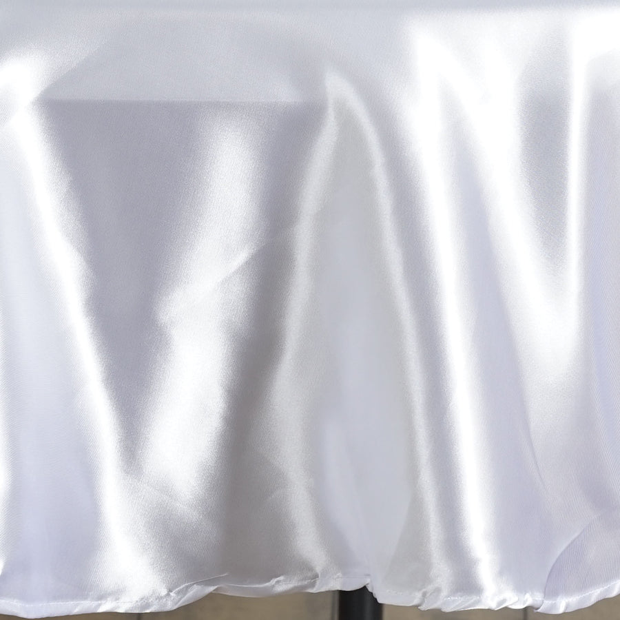 90 inch White Satin Round Tablecloth