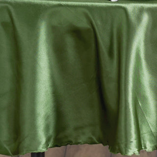 Create a Festive Ambiance with the Olive Green Satin Round Tablecloth