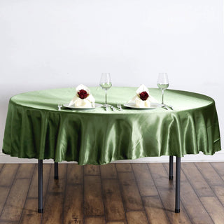 Enhance Your Table Décor with the Olive Green Seamless Satin Round Tablecloth