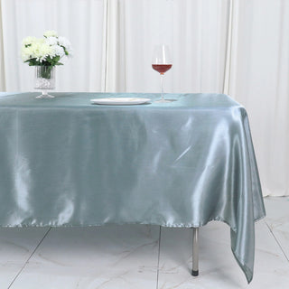 Create a Festive Celebration with the Dusty Blue Seamless Smooth Satin Tablecloth