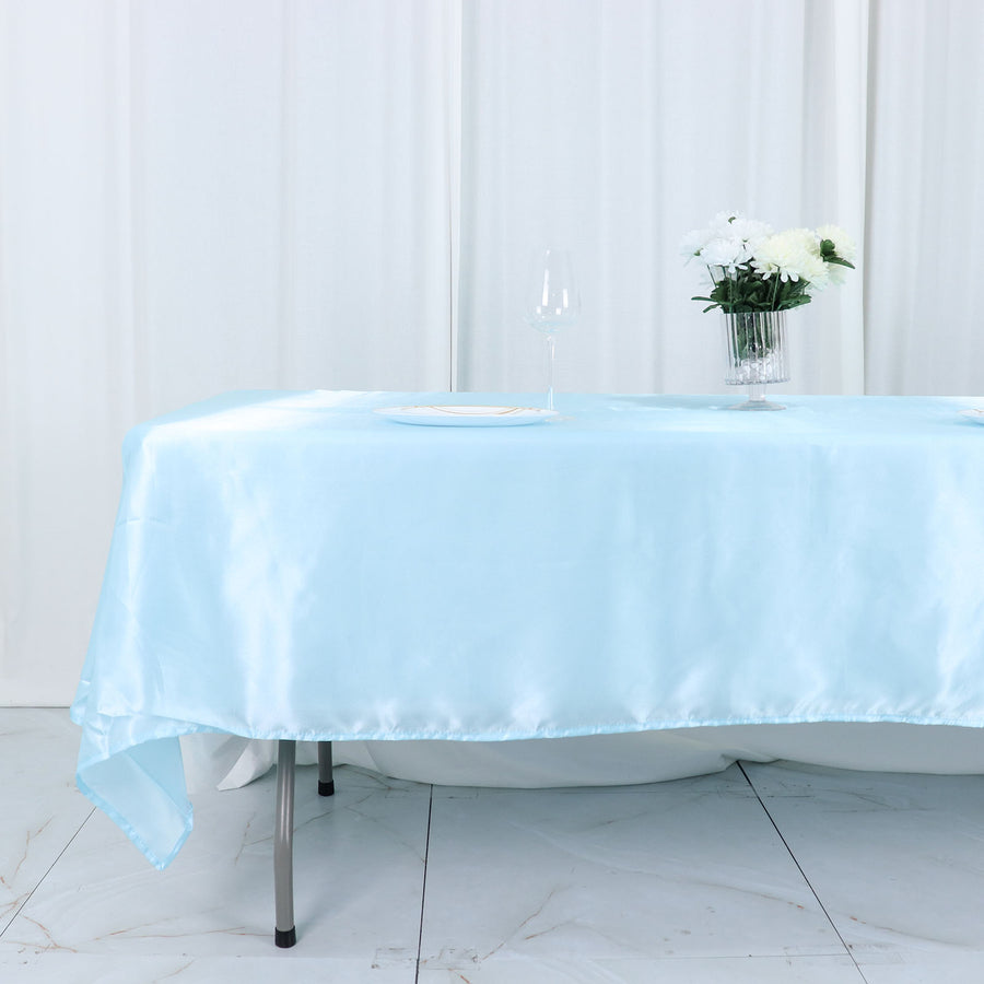 60Inchx102Inch Blue Satin Rectangular Tablecloth
