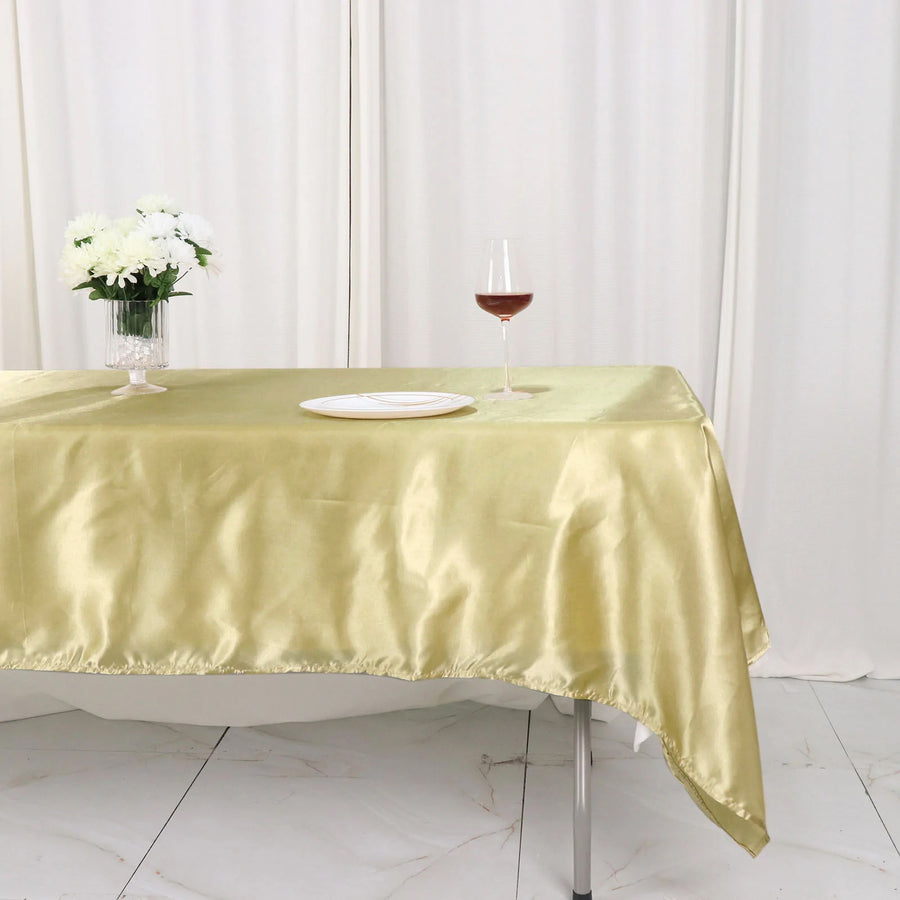 60Inchx102Inch Champagne Satin Rectangular Tablecloth