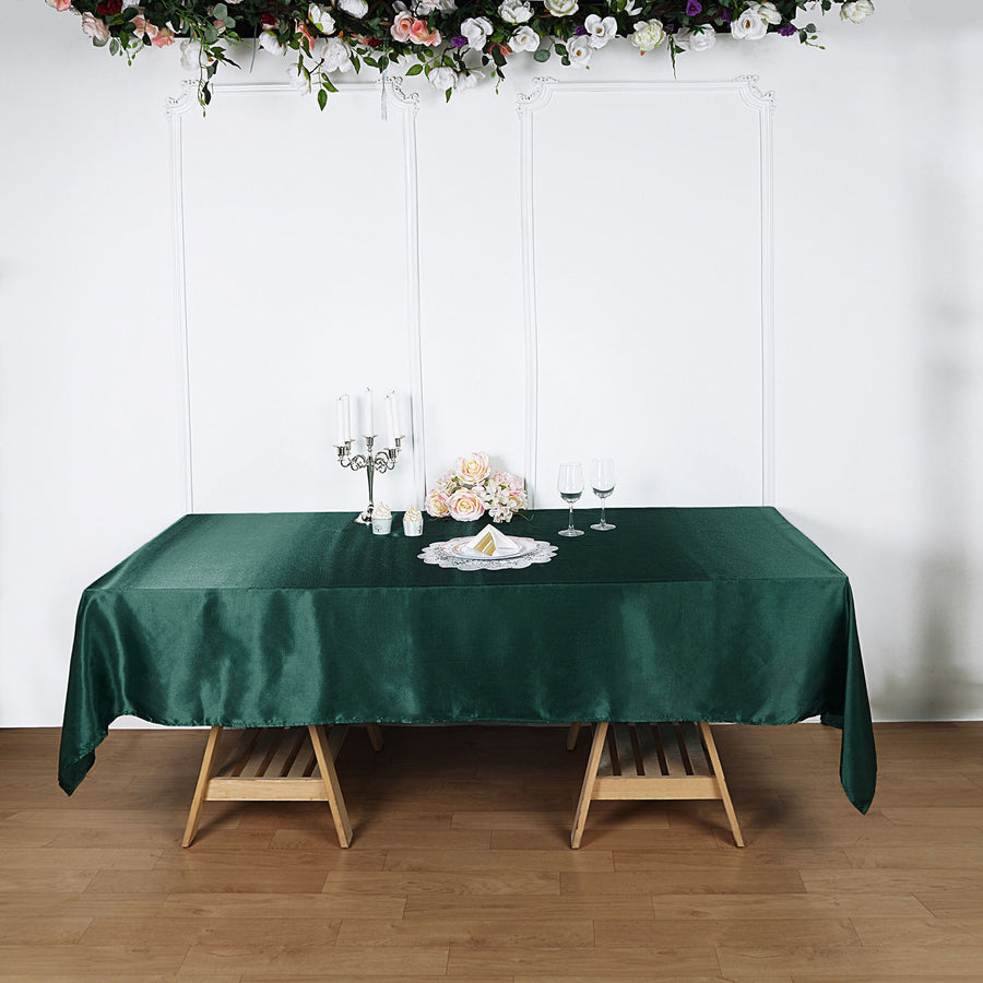 60 x 102 inch Hunter Emerald Green Satin Rectangular Tablecloth