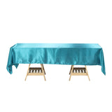 60"x102" Peacock Teal Satin Rectangular Tablecloth