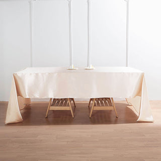 Beige Seamless Satin Rectangular Tablecloth