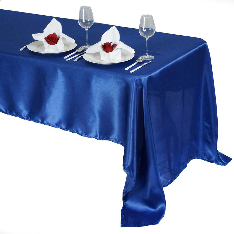 60x126 Royal Blue Satin Rectangular Tablecloth