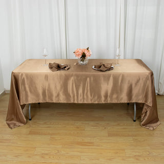 Taupe Smooth Seamless Satin Rectangular Tablecloth