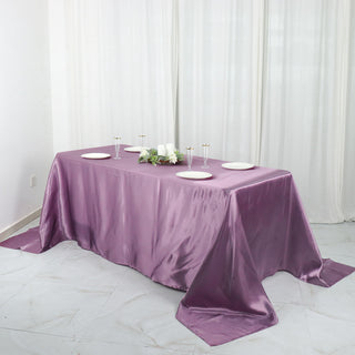 Elevate Your Event Decor with the Violet Amethyst Satin Tablecloth