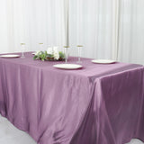 90x132Inch Violet Amethyst Satin Seamless Rectangular Tablecloth