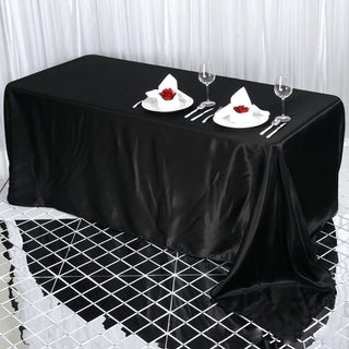 Black Satin Seamless Rectangular Tablecloth