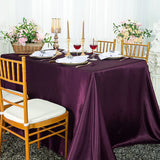 90x132Inch Eggplant Satin Seamless Rectangular Tablecloth
