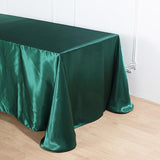 90x132Inch Hunter Emerald Green Satin Seamless Rectangular Tablecloth