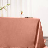 90x132Inch Terracotta Satin Seamless Rectangular Tablecloth
