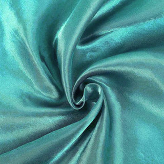 Enhance Your Event Decor with a Turquoise Satin Tablecloth