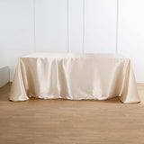 90"x156" Beige Satin Rectangular Tablecloth
