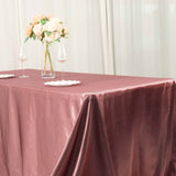 90x156inch Cinnamon Rose Satin Rectangular Tablecloth