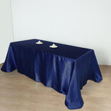 90x156 Navy Blue Satin Rectangular Tablecloth