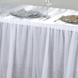 8 FT Rectangular White 3 Layer - Skirted Tablecloth - Fitted Tulle Tutu Satin Pleated Table Skirt#whtbkgd