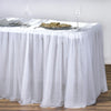 8 FT Rectangular White 3 Layer - Skirted Tablecloth - Fitted Tulle Tutu Satin Pleated Table Skirt