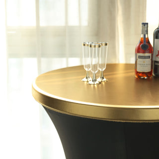 Protect and Enhance Your Tables with the Metallic Gold Spandex Stretch Fitted Cocktail Table Top Cover