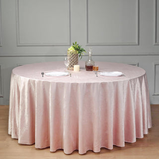 Elevate Your Event Decor with the 120" Blush Seamless Premium Velvet Round Tablecloth