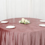 120Inch Dusty Rose Seamless Premium Velvet Round Tablecloth, Reusable Linen