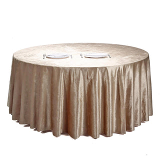 Transform Your Tablescapes with the 120" Champagne Seamless Premium Velvet Round Tablecloth