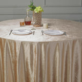 120inch Champagne Seamless Premium Velvet Round Tablecloth, Reusable Linen