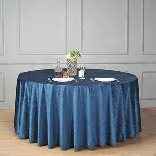 Elevate Your Event Decor with a Navy Blue Velvet Tablecloth