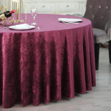 120inch Eggplant Seamless Premium Velvet Round Tablecloth, Reusable Linen
