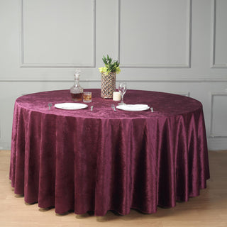 Elevate Your Event Decor with the Luxurious 120" Eggplant Velvet Tablecloth